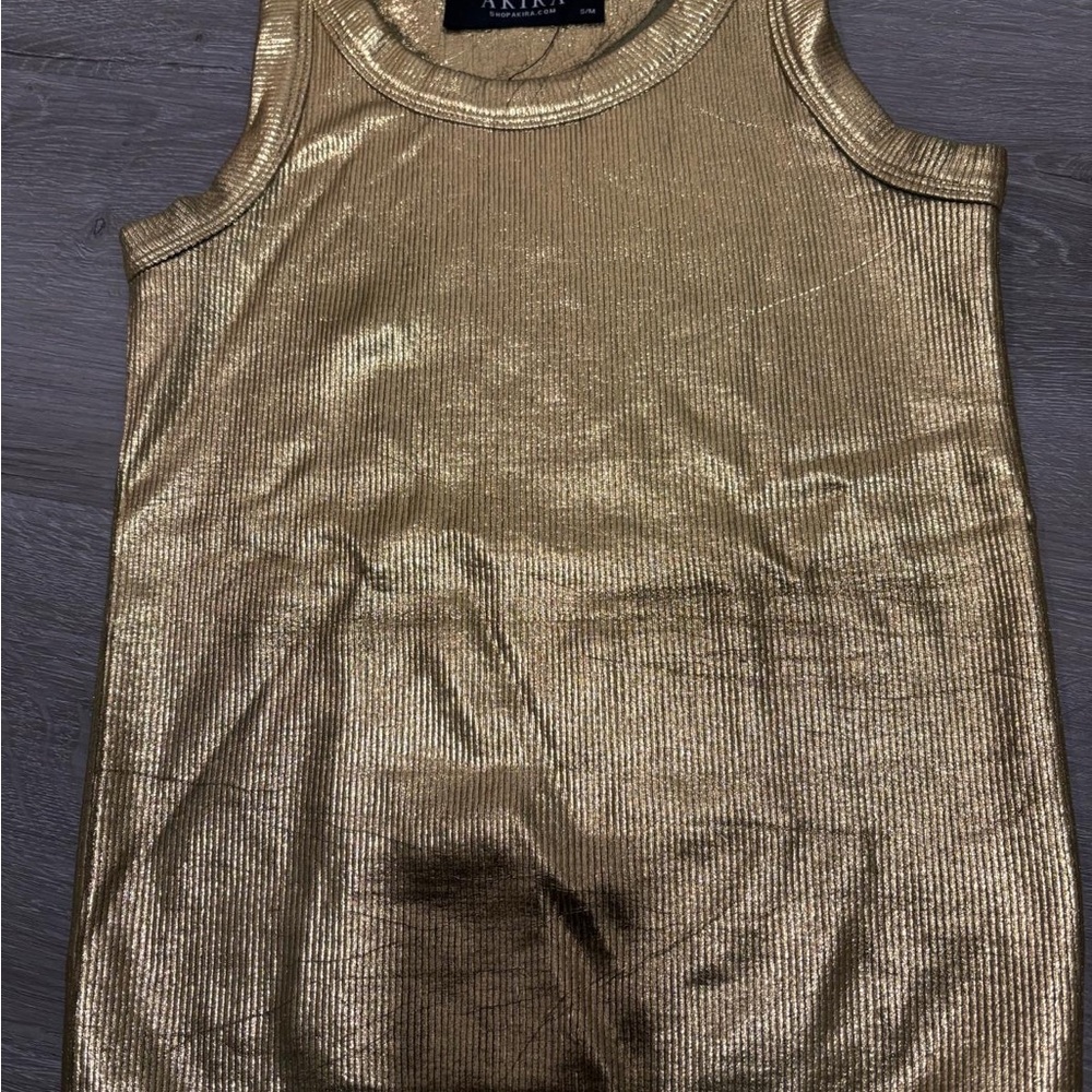 AKIRA Metallic Gold Top